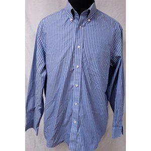 Eddie Bauer Mens XL Blue Striped Wrinkle Resistant Relaxed Fit Button Down Shirt